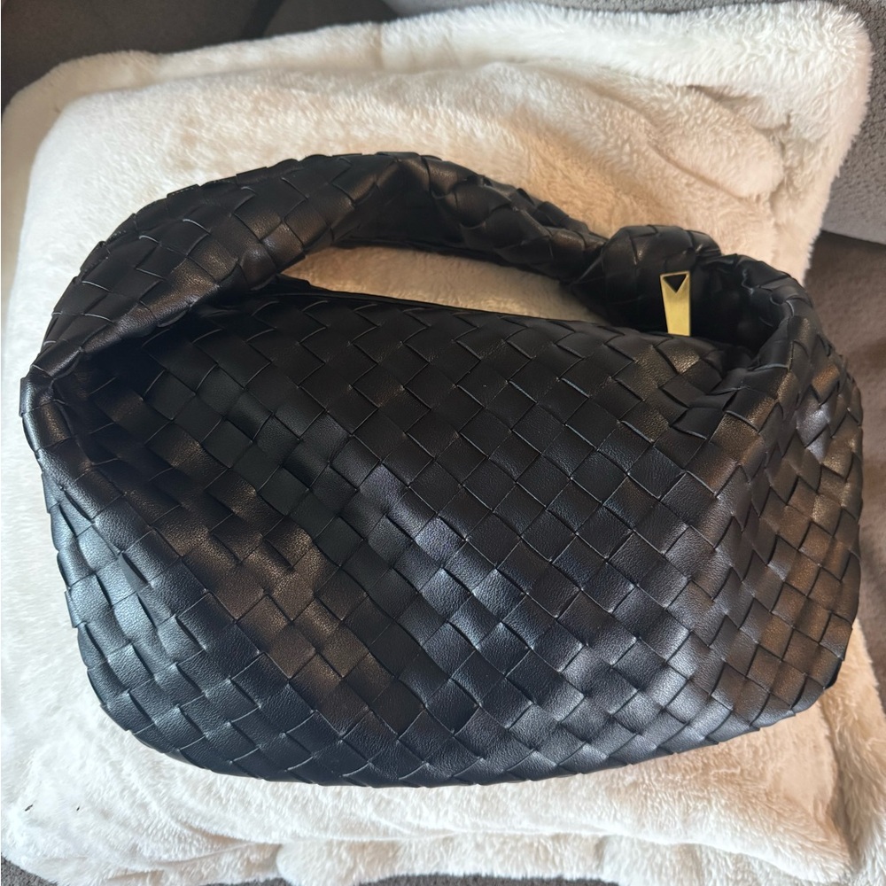Teen Jodie Black Woven Leather Handbag